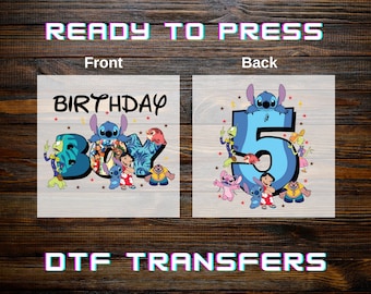 Stitch Birthday Boy and Age DTFs, Stitch Birthday Ready to Press DTF Transfers, Iron-on