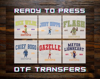 Zootopia Characters Matching Group DTFs, Ready to Press Transfers, Iron-on