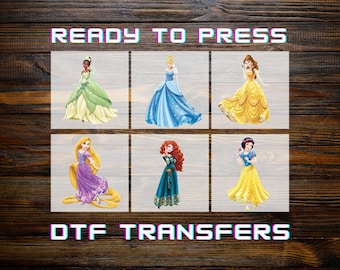 Disney Princesses Matching Group DTFs, Ready to Press Transfers, Iron-on