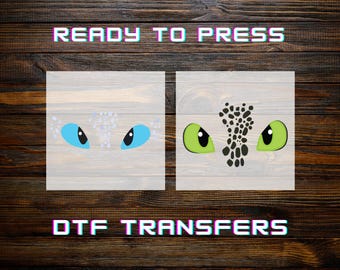 Night Fury & Light Fury Matching Dragons DTFs, Toothless Ready to Press Heat Transfers, Iron-on