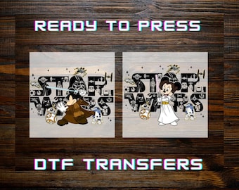Minnie Mickey Matching Star Wars Couple Ready to Press DTF Transfers, Iron-on
