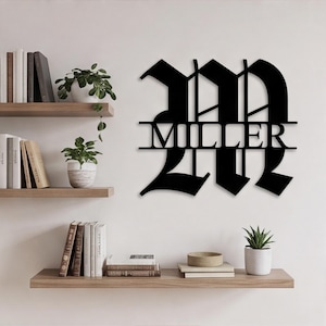 Custom Metal Family Name Sign, Split Monogram, Name Sign for Wall,Initial Decor, Personalized Housewarming Gift