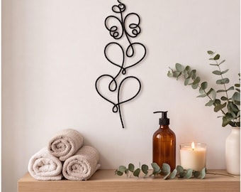 Décoration murale minimaliste en fil de fer en forme de cœur, cœur en métal fait main, tenture murale chaleureuse, cadeau romantique, petit élément décoratif mural