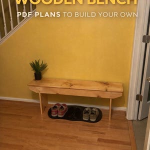 Simple Wooden Bench Plans PDF | Easy DIY Entryway Bench | Beginner Woodworking Project