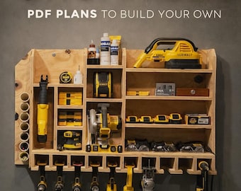Planos de organizadores de herramientas – Almacenamiento de herramientas de pared – Planos de organización de garaje – Carpintería DIY (PDF) – Planos de portaherramientas eléctricos