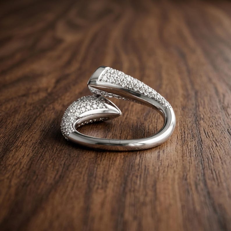Luxury Green Emerald Wrap Ring | Pavé Diamond Style Open Ring | Modern ...