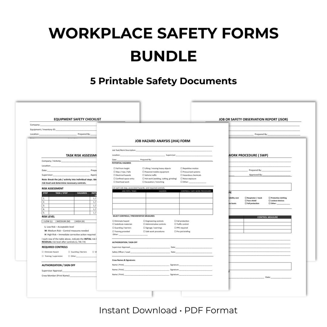 Workplace Safety Forms Bundle Printable PDF Set of 5 - Etsy Australia