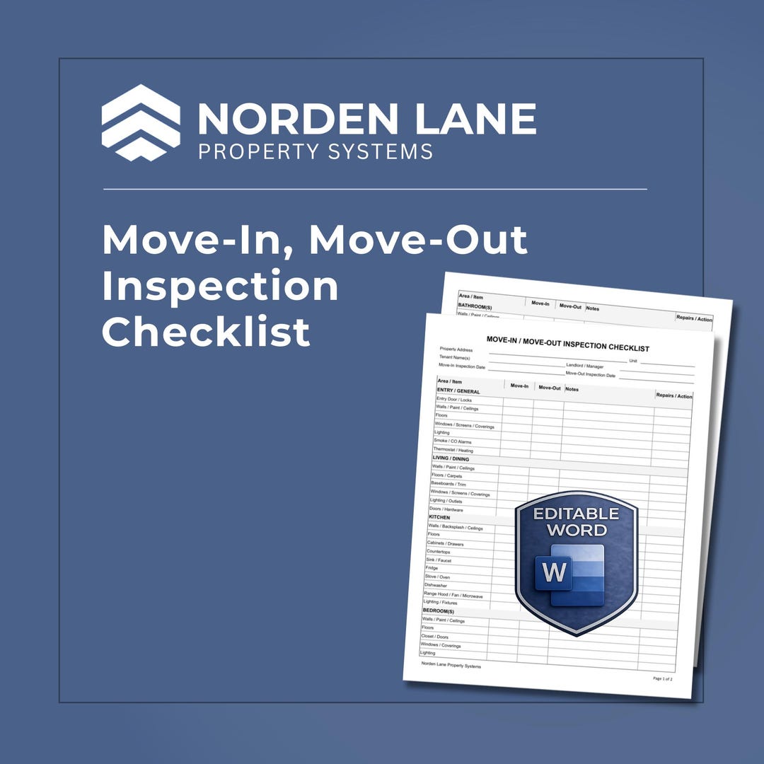 Move in Move Out Inspection Checklist Editable Word PDF Landlord ...
