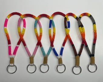 Beaded Fire Colors Keychain Collection- Native American Made Lanyards