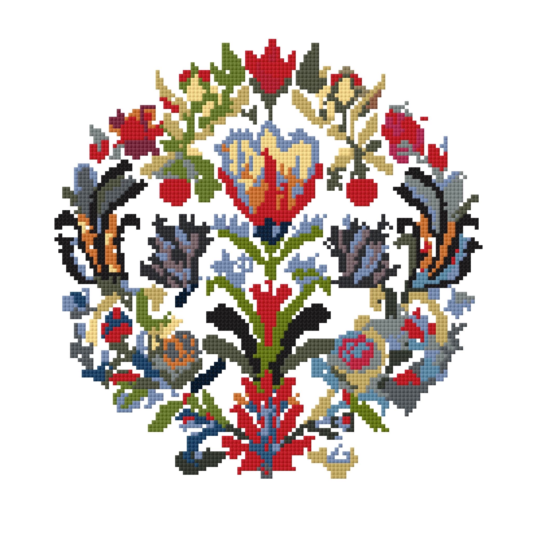 Folk Flower Cross Stitch Pattern PDF – Scandinavian Floral Circle ...