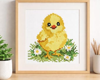 かわいいティーカップのひよこのクロスステッチパターン | フープ刺繍