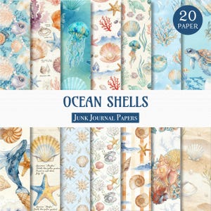Ocean Memories Skräppostjournalpapper - Ocean Shells Ephemera (Digital nedladdning)