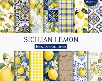Siciliaans Lemon Junk Journal Paper - mediterrane ephemera (digitale download)