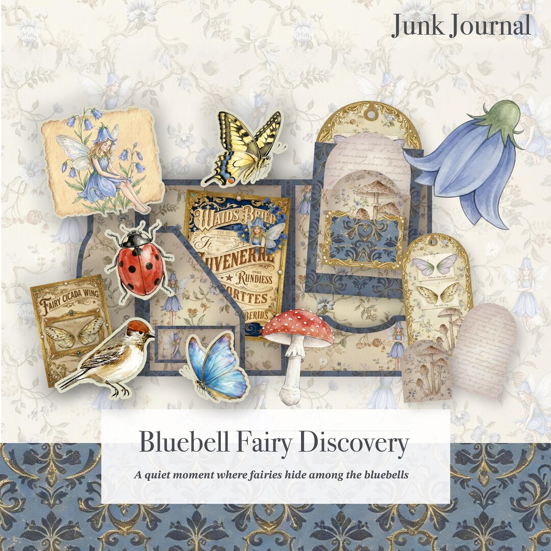 Bluebell Fairy Junk Journal Kit, Vintage Ephemera (digital Collage ...