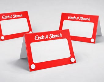 Toy Story-tafelkaarten verjaardagsfeestje, labels Etch a Sketch (digitale download)