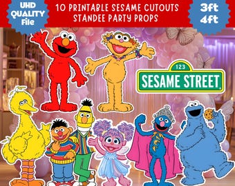 Afdrukbare rekwisieten voor een Sesam-feestje: set van 10 uitgesneden tekens, leuke decoraties voor kinderverjaardagsfeestjes (digitale download)