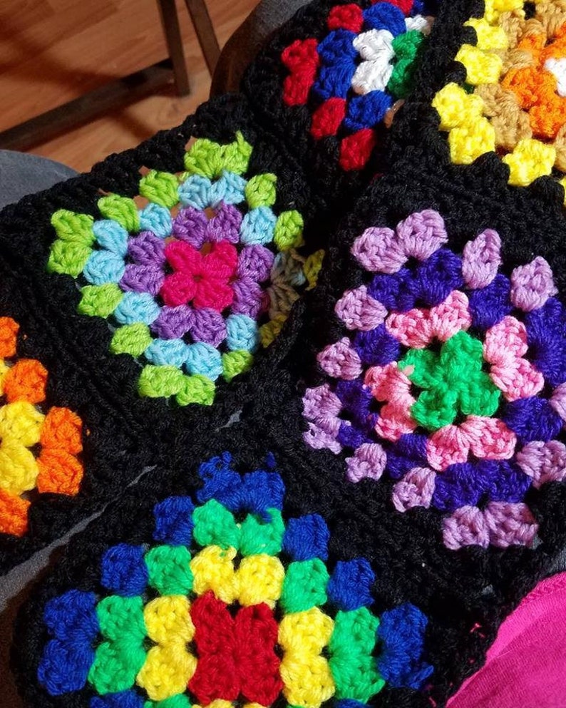 Retro Granny Square Afghan PDF PATTERN Etsy UK