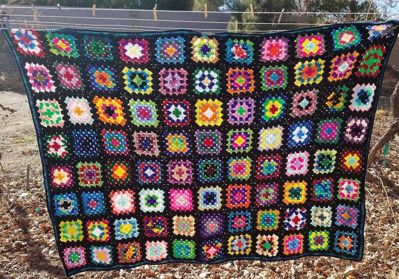 Retro Granny Square afghan PDF PATTERN Etsy