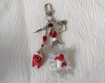 Handmade Yandere Inspired Capsule Keychain — Subculture Anime Aesthetic Keyring, Yuno Gasai / Future Diary Style, Alt Goth Cute Gift,