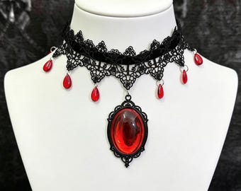 Gothic Vial Choker Dark Aesthetic Crystal Bead Necklace, Subculture Alt Fashion Choker, Y2K Emo Grunge Jewelry