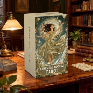 Ethereal Bloom Tarotkortlek, Blommiga Mångudinnans Tarotkort, Mystisk Spådomsuppsättning för Andlig Vägledning & Häxgåva