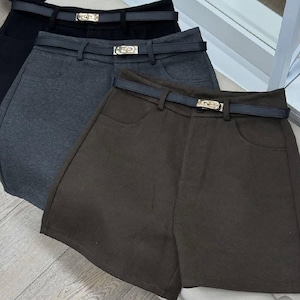 レディース向け高級カシミアミニショーツ - エレガントなハイウエストショーツ、春のショーツ