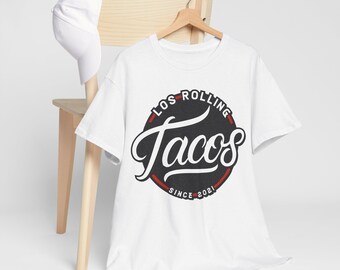 Funny Tee | Unisex Heavy cotton Cartoon T-shirt, Los Rolling Tacos