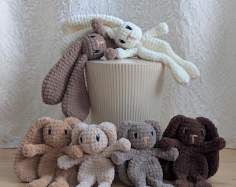 Gehaakt konijntje Lovey Snuggler | Babyspeelgoed | Cadeau kraamcadeau | Babycadeau | Kinderkamerdecoratie | Super volumineus garen