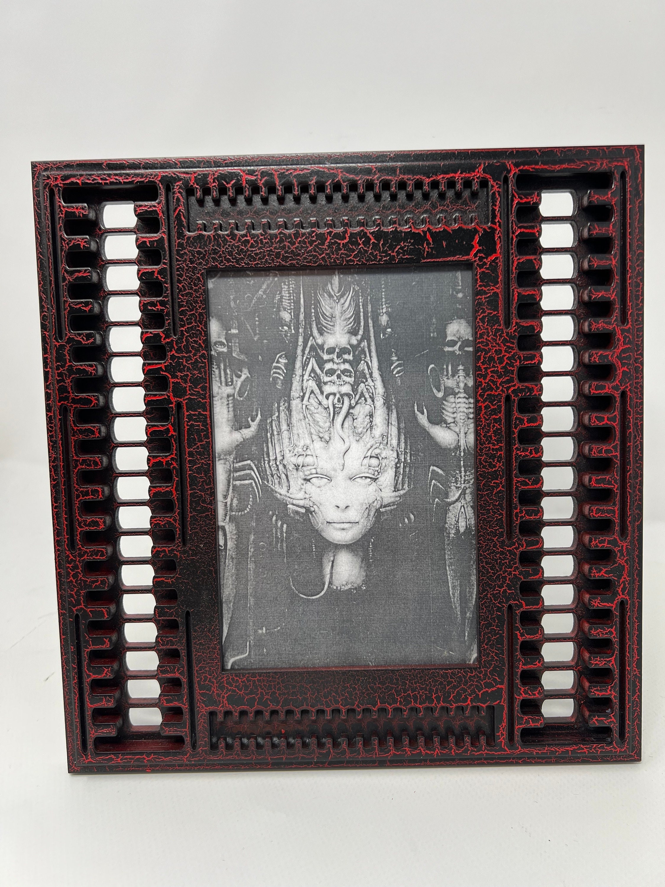 HR Giger Biomechanics Inspired 4x6 Picture Frame, Red
