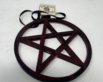 Pentagram Pentacle Ornaments - 3 in diameter red green blue crackle paint