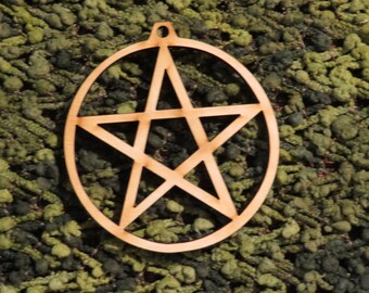 YULE 1 or pack of 13 Pentacle Ornaments - Laser cut pentacle design