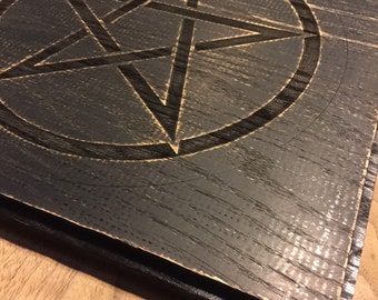 Altar plate pentagram- Pentacle Altar Tile Oak- laser etched detail- 14.5 x 14.5 in Square