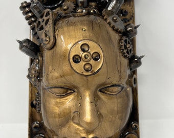 Original Steampunk Assemblage Art: HR Giger Inspired Wall Sculpture