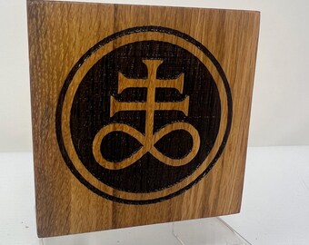 Leviathan cross Solid White Oak Altar plate  4x4x.5 inch