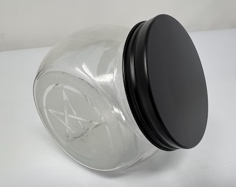 Pentacle storage stash jar Laser Etched on two  sides