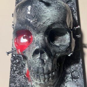 Original Art 12 x 7 in wall art  Surreal Dark Art Glow in the dark, black light reactive HR Giger #