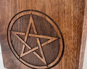 Solid Black Walnut Altar plate pentagram pentacle 6x6x.75 in