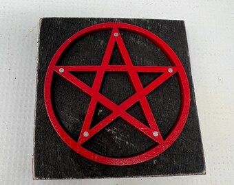 Altar Wall Red Thin Pentacle 3.25x3.25 in