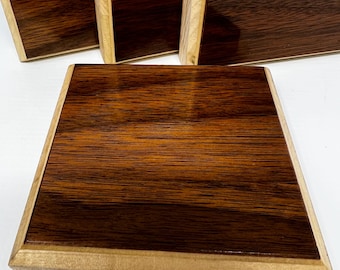 Chamfered Walnut Veneer Wood Display Base - 4x4 inch