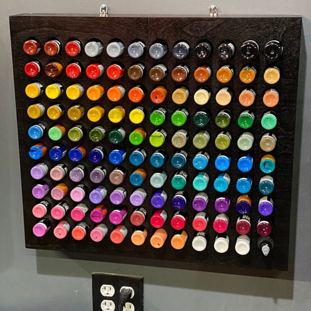 120 Ink Bottle Wall Rack: Tattoo Ink, Airbrush Paint Storage (19.5 X 22 ...