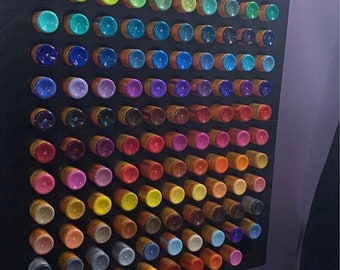 PRE ORDER 120 Craft or airbrush paint holder- wall rack Holds 120  2 oz ink bottles 19.5 X 22 inch