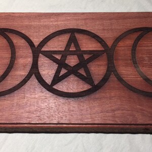 Triple Goddess Altar plate - Bobinga Wood 12x 8 in 3/4 thick