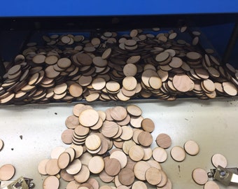 1 LB Laser Cut Birch Plywood wood Circles  1/4 inch nominal thickness various diameters ranging from 42 -44 mm plus others