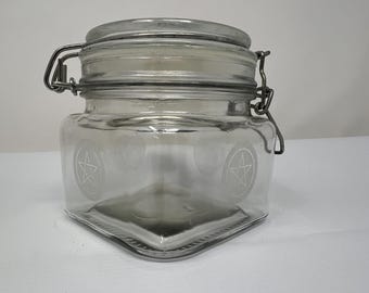 Pentacle storage stash jar Laser Etched on four sides