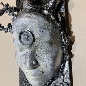 Original Cyberpunk Steampunk Biomechanical Art 12 x 7 in wall art  Surreal Dark Art Glow in the dark, black light reactive HR Giger #2251