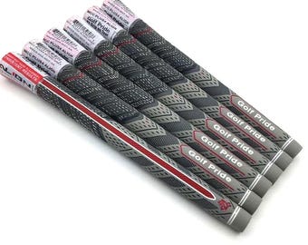 Paquete de 13 empuñaduras de golf Golf Pride MCC Plus4 Align, tamaño mediano, gris y rojo / Empuñaduras híbridas para palos de golf para todo tipo de clima para un mejor rendimiento.