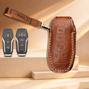 Personalized leather for Ford Key fob Cover Key Fob Shell Case Button Pad Cover for Ford Fusion Mustang Explorer Lincoln MKZ MKC 2013-2017