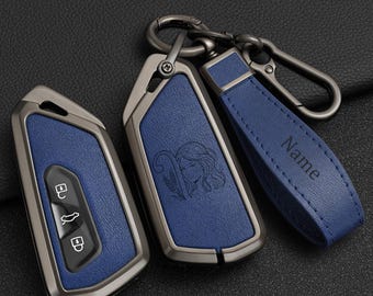 Funda de cuero personalizada para llave de Volkswagen Atlas 2022-2025, soporte para llave de coche con diseño de carbono para VW ID.3 ID.4 ID.6 Golf 8 GTI Mk2 2020-2025