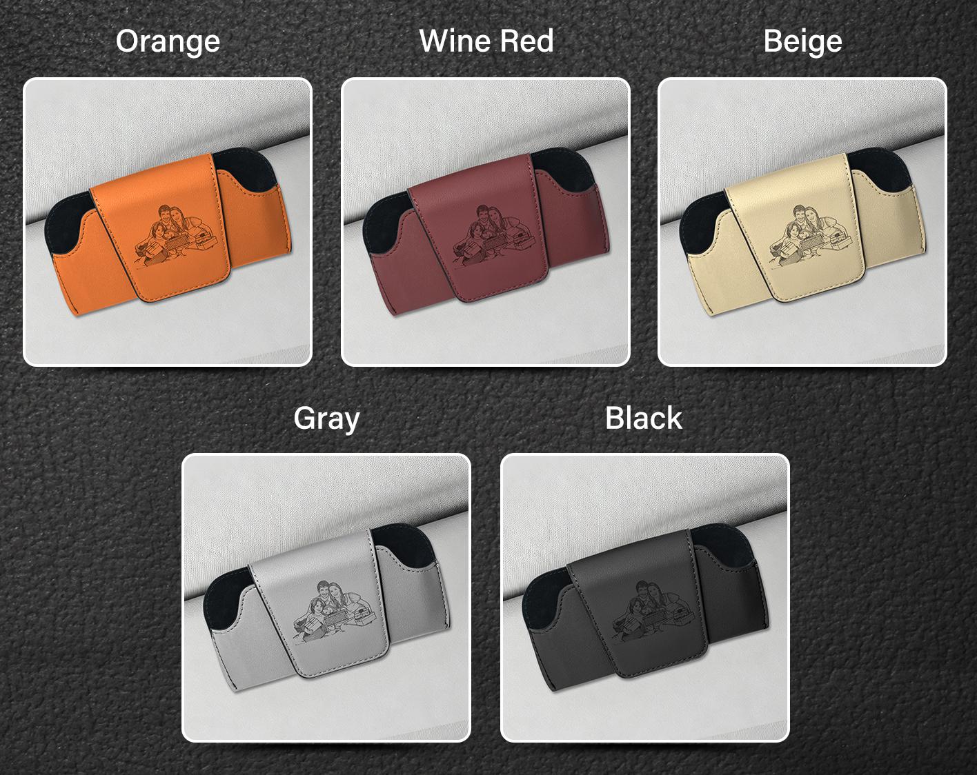Customizable sunglasses case, PU leather car sun visor eyeglass holder, glasses case, glasses storage box