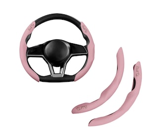 Personalized steering wheel cover, universal fit 99% steering wheel custom name logo, Nappa Leather non-slip two-pack Steering Wheel Cover